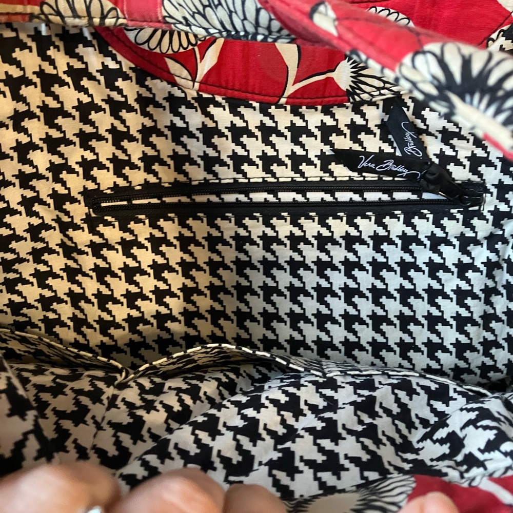 Very Bradley Two Handle deco daisy red print Shoulder Bag - Picture 3 of 6